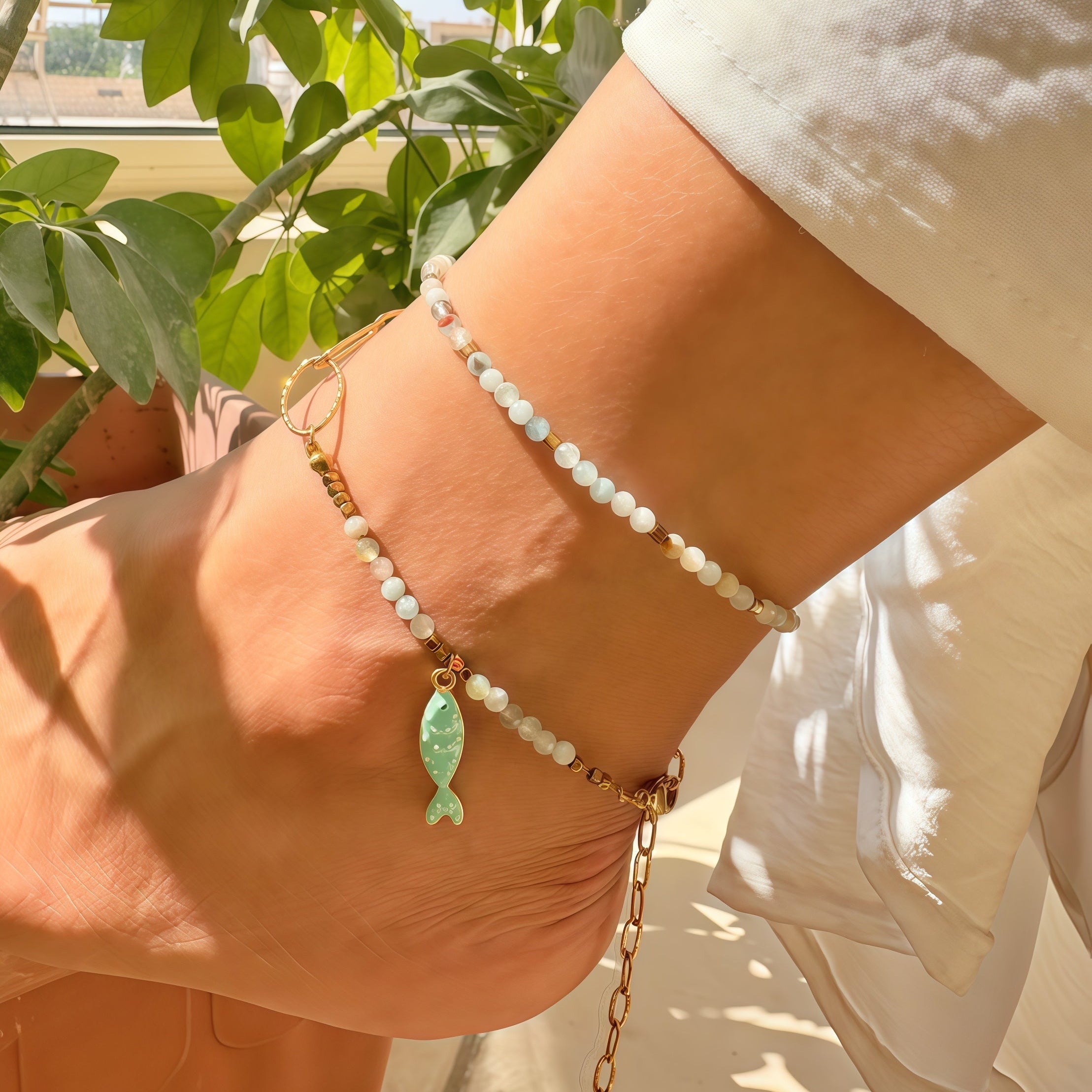 Aquamarine Anklets